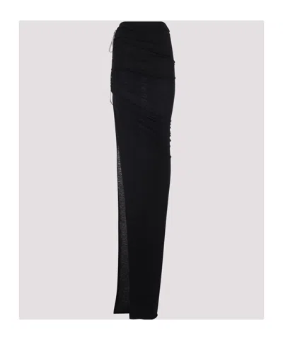 Rick Owens Flowing Maxi Skirt With Sheer Panel And High Waist In Black