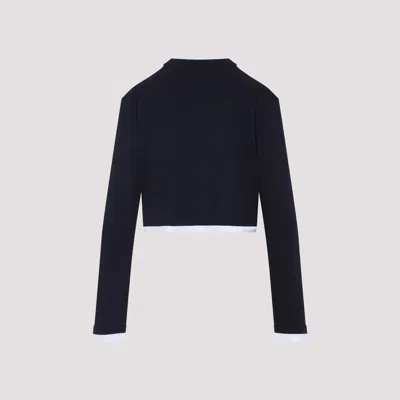 Prada Cropped Long Sleeve Oversize T-shirt