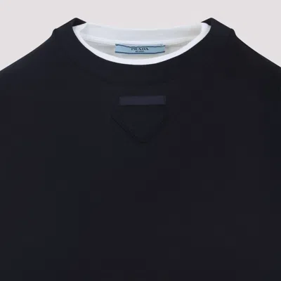 Prada Cropped Long Sleeve Oversize T-shirt