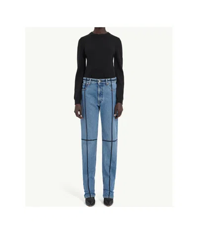 Mm6 Maison Margiela Straight-leg Jeans With Straps Embellishments In Blue