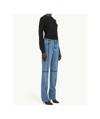 Mm6 Maison Margiela Straight-leg Jeans With Straps Embellishments In Blue