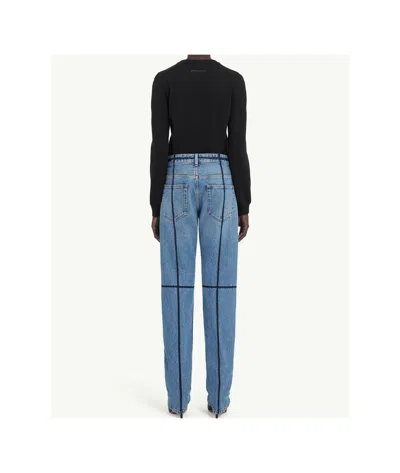 Mm6 Maison Margiela Straight-leg Jeans With Straps Embellishments In Blue