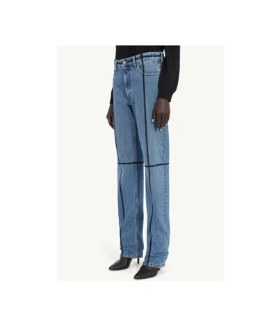 Mm6 Maison Margiela Straight-leg Jeans With Straps Embellishments In Blue