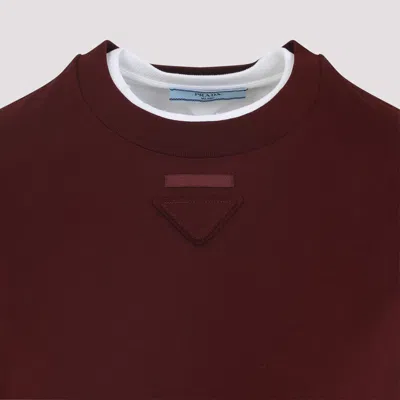 Prada Amaranth T-shirt In Cotton Jersey In Burgundy