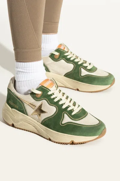 Golden Goose Running Sole Suede Sneaker In Green