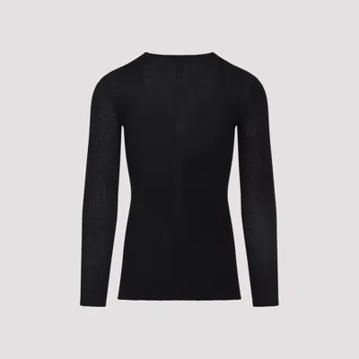 Rick Owens Black Wool Ribbed Round Neck Pullover In Black