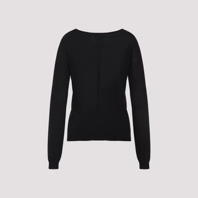 Rick Owens Deep V-neck Virgin Wool Sweater With Long Sleeves In Black