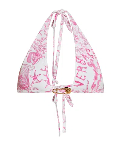 Versace Triangle Strap Bikini Top In Pink