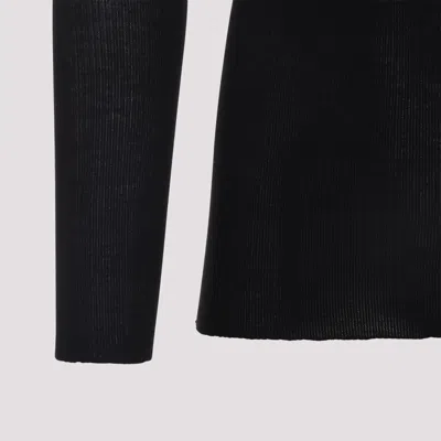 Rick Owens Black Wool Ribbed Round Neck Pullover In Black
