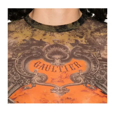 Jean Paul Gaultier Graphic Print Sheer Fabric Tops In Multi