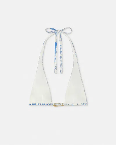 Versace Underwater Barocco Triangel-bikinitop In Blue