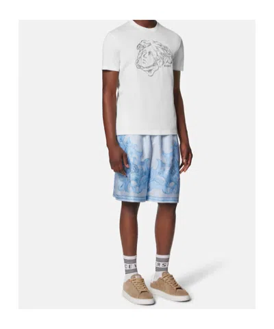 Versace Medusa Study Crystal Embroidered T-shirt In White