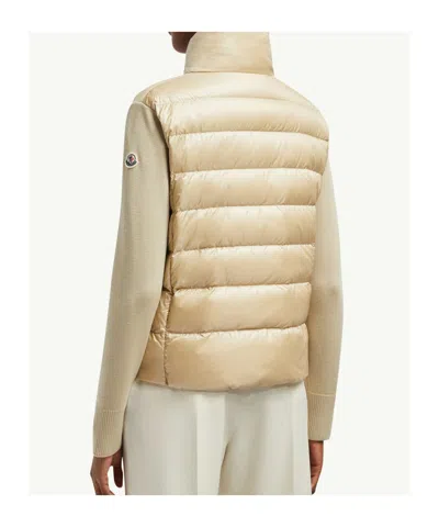 Moncler Lightweight Wool Puffer Cardigan In Neutral