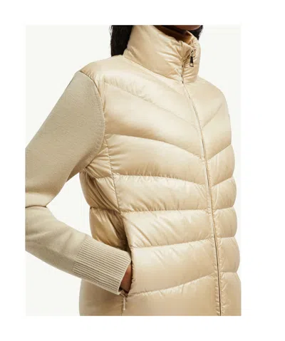 Moncler Lightweight Wool Puffer Cardigan In Neutral