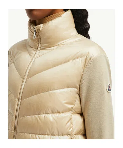 Moncler Lightweight Wool Puffer Cardigan In Neutral