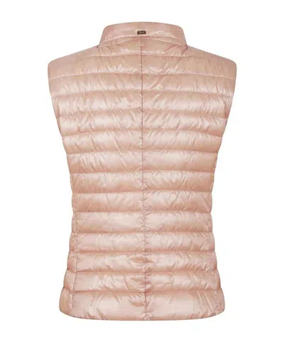 Herno Quilted Sleeveless Lightweight High Collar Jacket In Pink