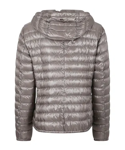 Herno Zip-up Hooded Down Jacket In Gray