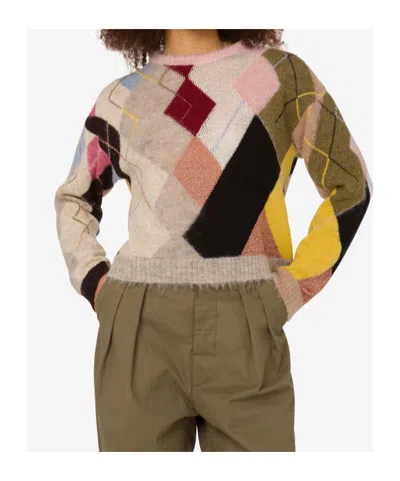 Moschino Oversized Argyle Knit Sweater In Multi