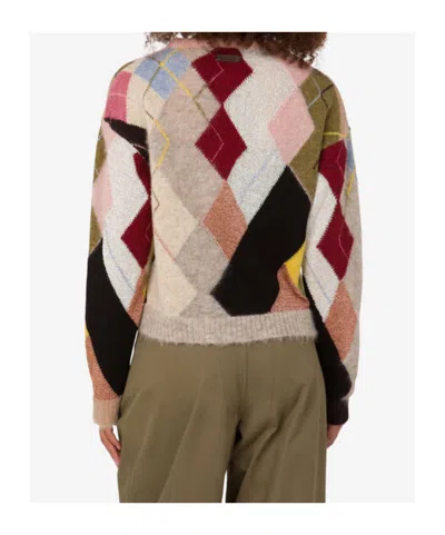 Moschino Oversized Argyle Knit Sweater In Multi
