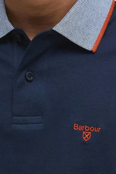 Barbour Lapel Short Sleeve Polo Shirt In Blue
