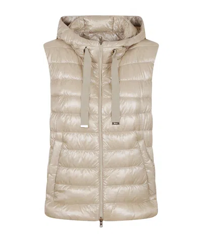 Herno Quilted Sleeveless Hooded Jacket Drawstring In Gold