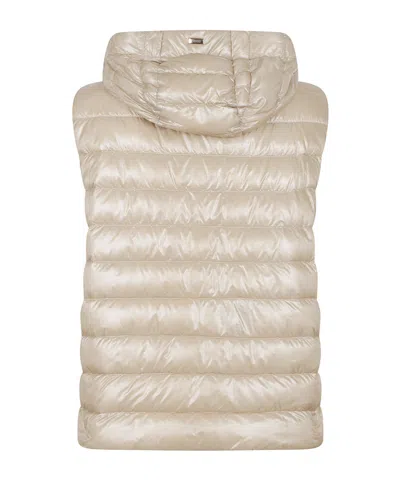 Herno Quilted Sleeveless Hooded Jacket Drawstring In Gold