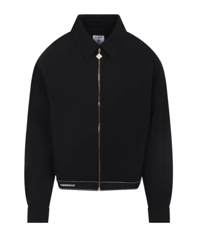 Casablanca Cropped Wool Jacket With Classic Collar In Black