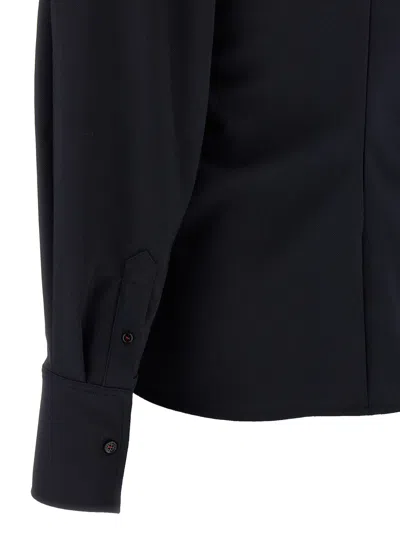 Victoria Beckham Womens Navy Twisted-neckline Textured Stretch-woven Blouse In Blue