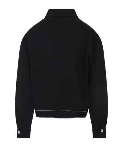 Casablanca Cropped Wool Jacket With Classic Collar In Black