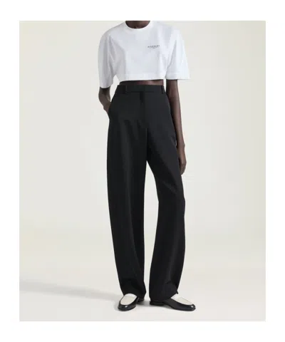 Givenchy Wool Double Pleated Trousers In Black
