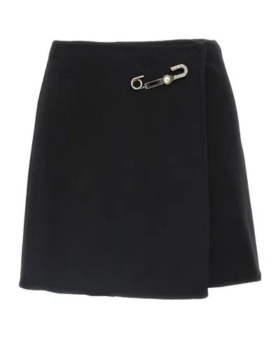 Ermanno Scervino Jewel-embellished Virgin-wool Skirt In Black