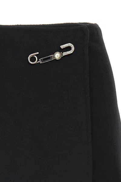 Ermanno Scervino Jewel-embellished Virgin-wool Skirt In Black