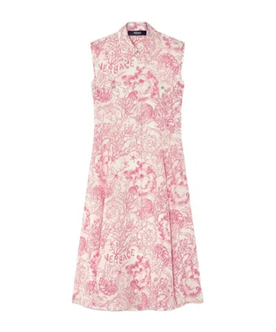 Versace Mini Underwater Barocco Hemdkleid In Pink