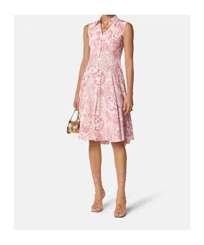 Versace Mini Underwater Barocco Hemdkleid In Pink