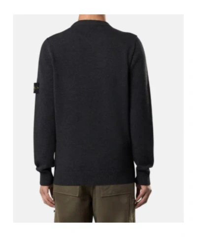 Stone Island Crewneck Jumper With Reverse Stitch Details In Black