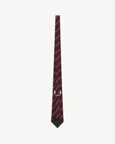 Saint Laurent Striped Wide Tie In Wool And Silk In Red