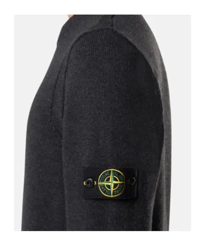 Stone Island Crewneck Jumper With Reverse Stitch Details In Black