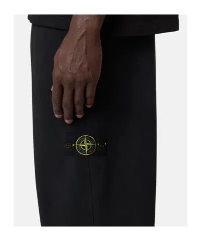 Stone Island Loose-fit Joggers With Pockets And Elasticateed Cuffs In Black