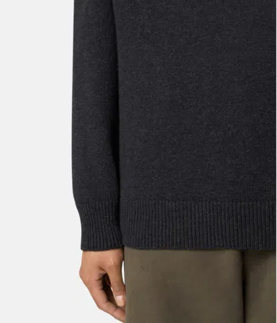 Stone Island Crewneck Jumper With Reverse Stitch Details In Black