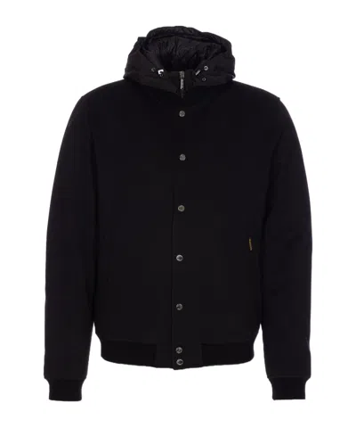 Moorer Hooded Padded Jacket With Removable Hood In Black