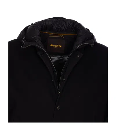 Moorer Hooded Padded Jacket With Removable Hood In Black