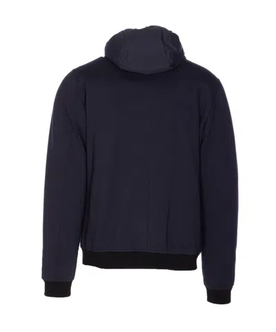 Moorer Padded Jacket With Removable Hood And Zip Pockets In Blue