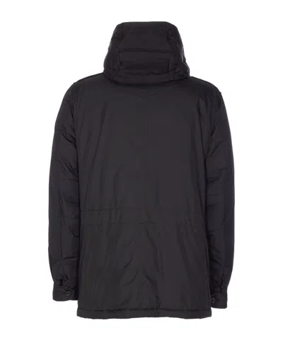 Moorer Quilted Hooded Jacket Removable Hood In Black