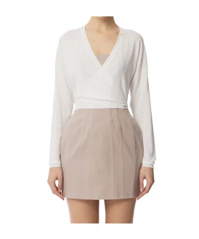 Elisabetta Franchi Knit Cardigan With Openwork Embroideries In White