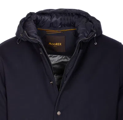 Moorer Padded Jacket With Removable Hood And Zip Pockets In Blue