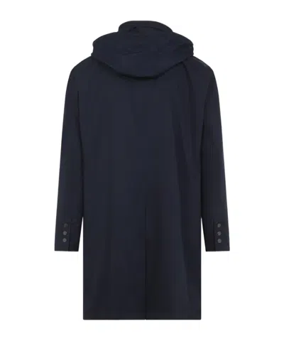 Kiton Polyester Coat With Standing Collar And Hidden Hood In Black