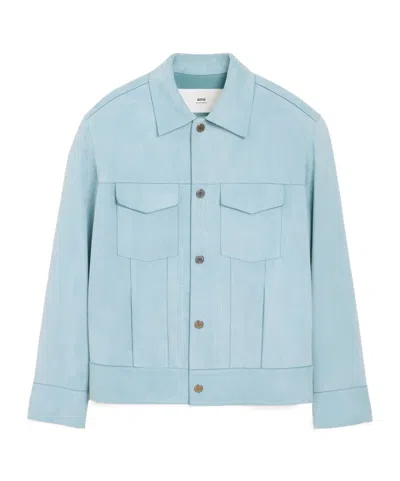 Ami Alexandre Mattiussi Ami Paris Men Suede Giacca Pelle In Blue