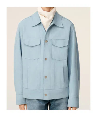 Ami Alexandre Mattiussi Ami Paris Men Suede Giacca Pelle In Blue