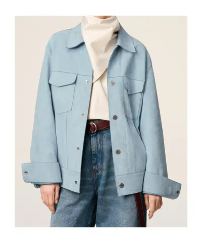 Ami Alexandre Mattiussi Ami Paris Men Suede Giacca Pelle In Blue