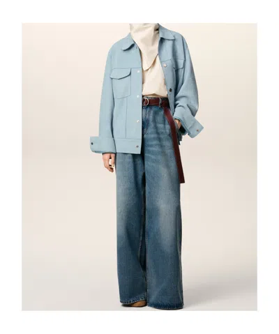 Ami Alexandre Mattiussi Ami Paris Men Suede Giacca Pelle In Blue